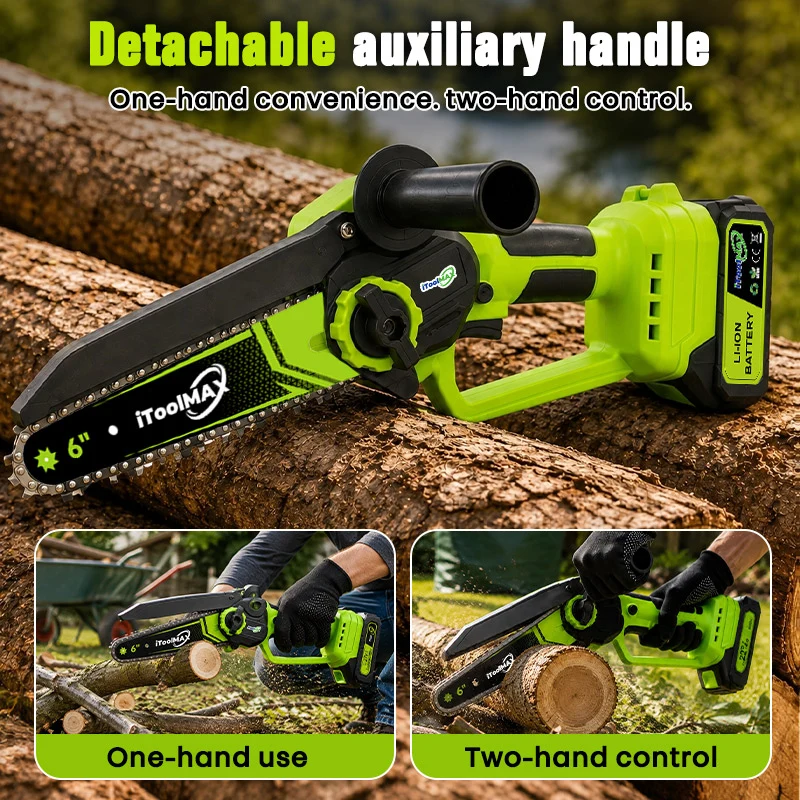 6’’ & 8’’ Brushless Cordless Mini Chainsaw with 2 Batteries & Auto Oil
