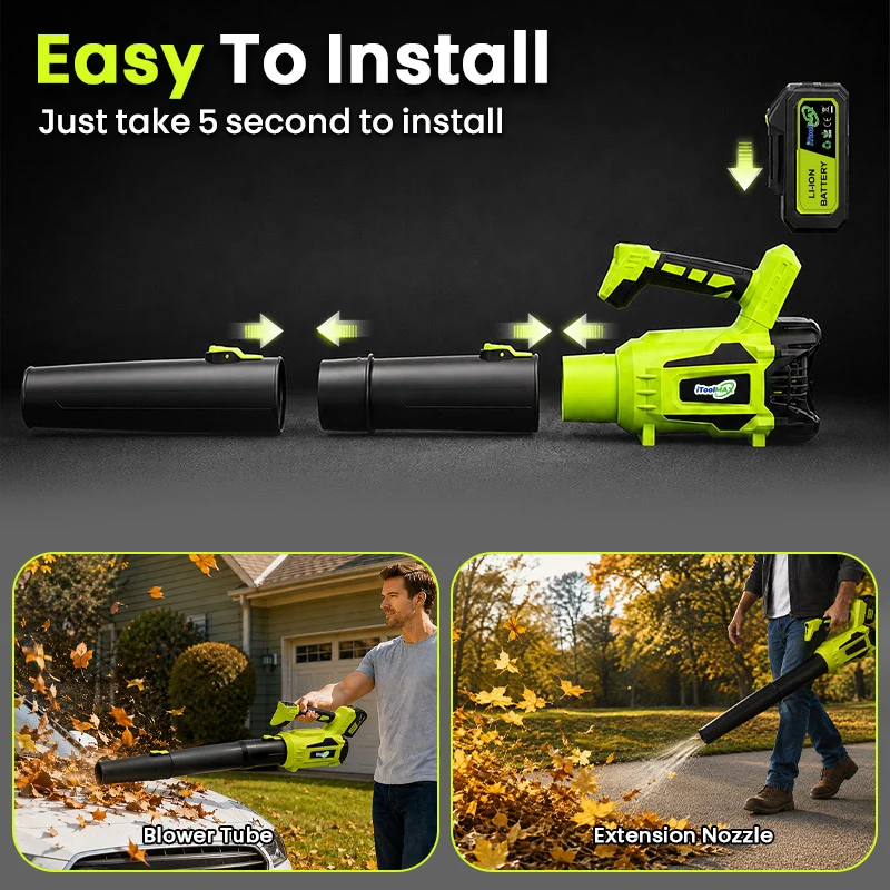 720CFM Cordless Electric Leaf Blower Plus with 2x4000mAh Batteries
