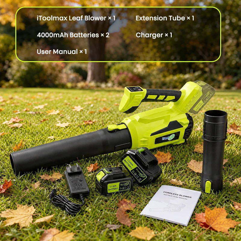 720CFM Cordless Electric Leaf Blower Plus with 2x4000mAh Batteries