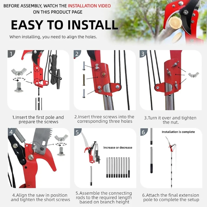 2-in-1 Tree Trimmer with Saw & Pruning Scissors, 14FT Extendable Handle