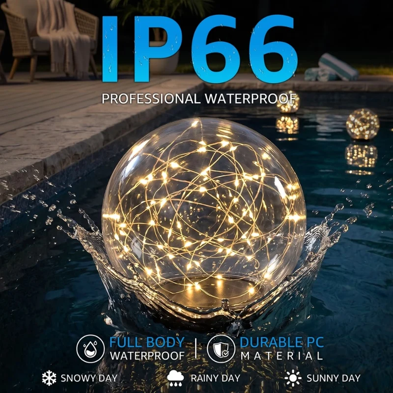 14-Inch Solar Floating Pool Lights with 6 Dynamic RGB Modes