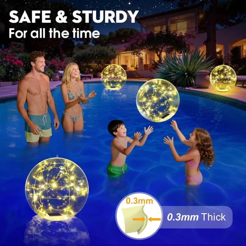 14-Inch Solar Floating Pool Lights with 6 Dynamic RGB Modes