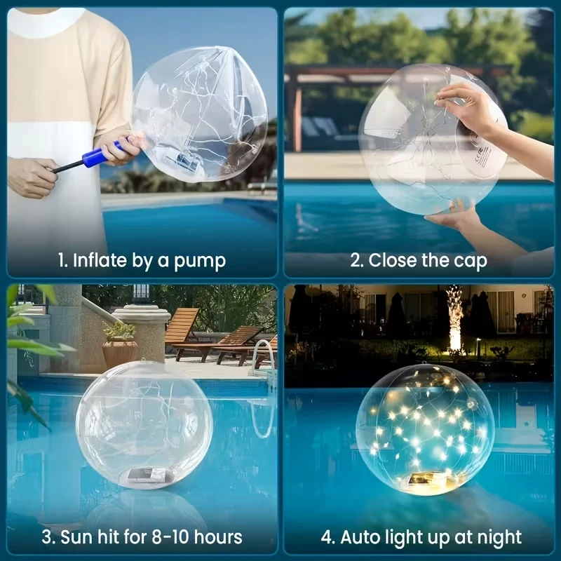 14-Inch Solar Floating Pool Lights with 6 Dynamic RGB Modes