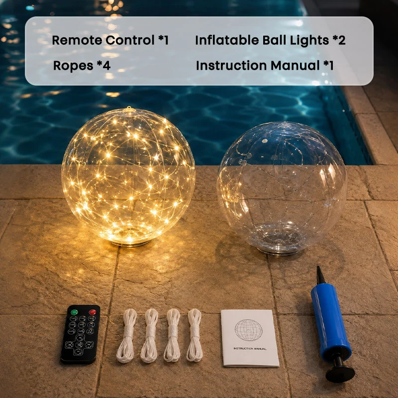 14-Inch Solar Floating Pool Lights with 6 Dynamic RGB Modes