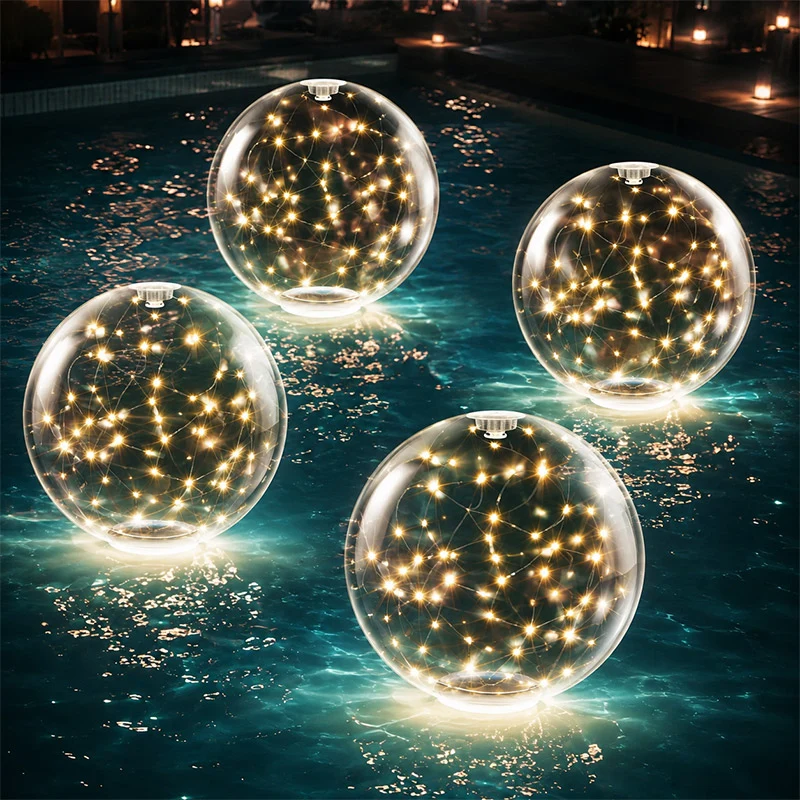 14-Inch Solar Floating Pool Lights with 6 Dynamic RGB Modes