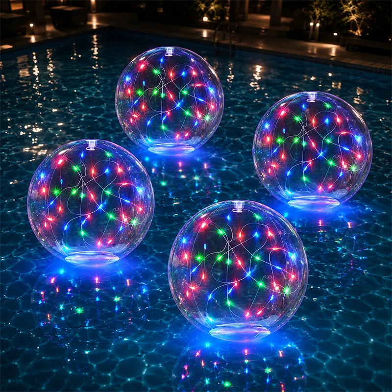 14-Inch Solar Floating Pool Lights with 6 Dynamic RGB Modes