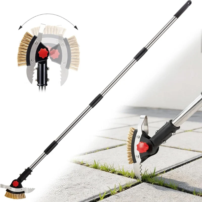 3-in-1 Crack Weeder Tool with Adjustable Long Handle