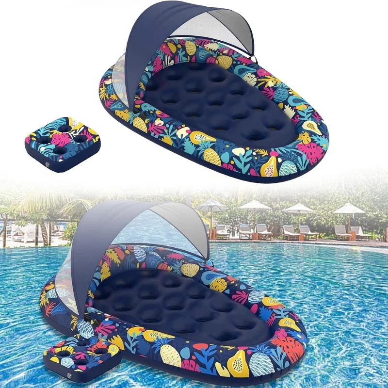 3-in-1 Pool Floats with Removable Canopy UPF50+ & Cup Holder