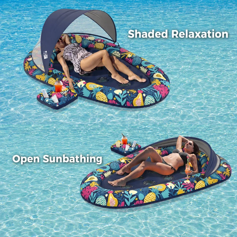 3-in-1 Pool Floats with Removable Canopy UPF50+ & Cup Holder