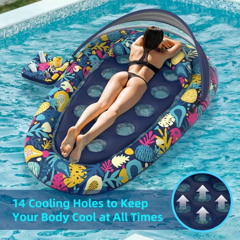 3-in-1 Pool Floats with Removable Canopy UPF50+ & Cup Holder