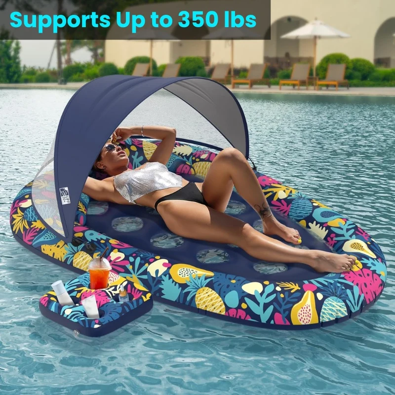 3-in-1 Pool Floats with Removable Canopy UPF50+ & Cup Holder