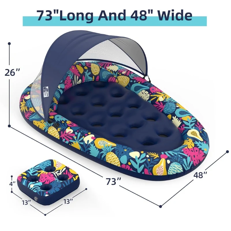 3-in-1 Pool Floats with Removable Canopy UPF50+ & Cup Holder