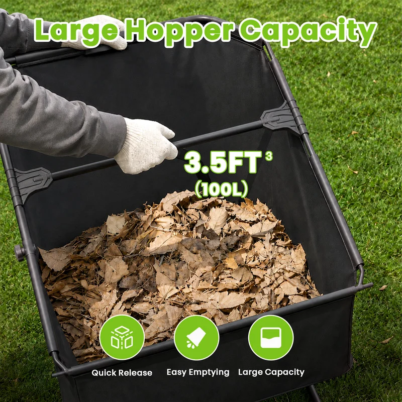 22-Inch Push Lawn Sweeper & Leaf Collector with 100L Hopper