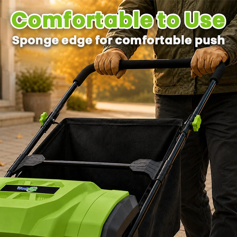 22-Inch Push Lawn Sweeper & Leaf Collector with 100L Hopper