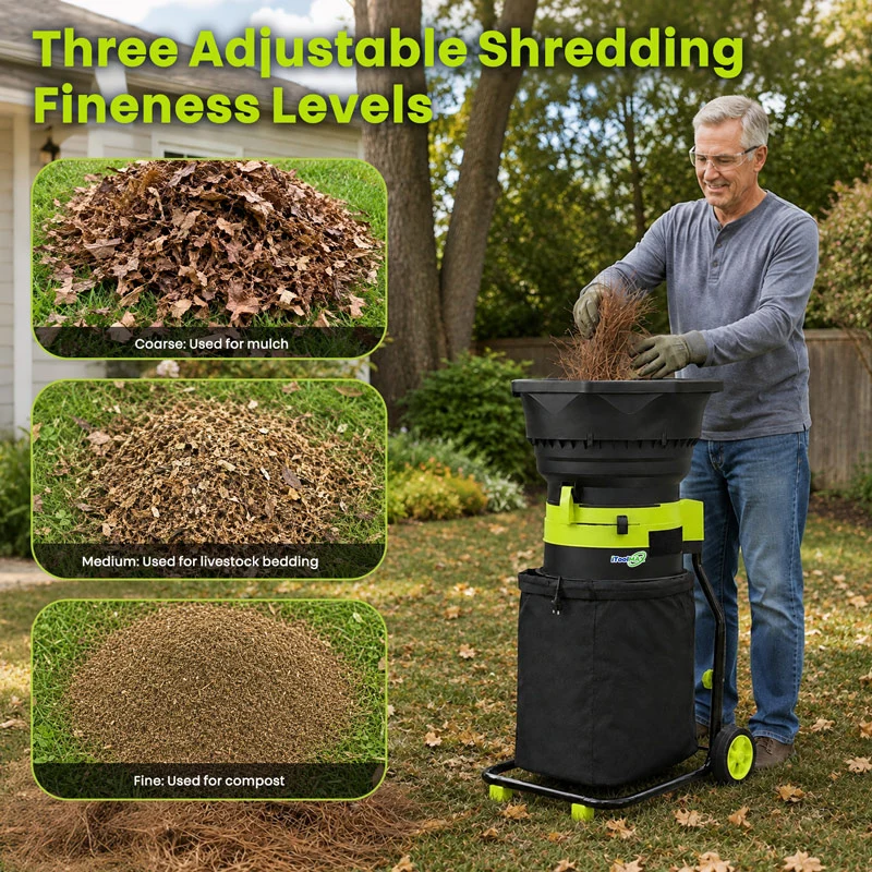 8000RPM Electric Leaf Mulcher Shredder with 50L Collection Bag