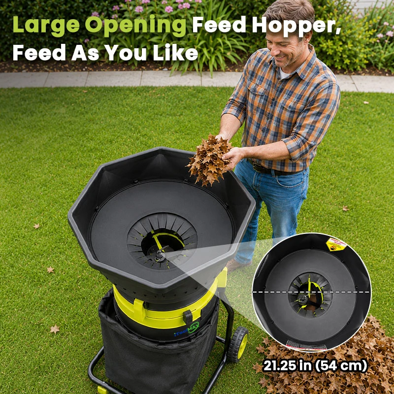 8000RPM Electric Leaf Mulcher Shredder with 50L Collection Bag
