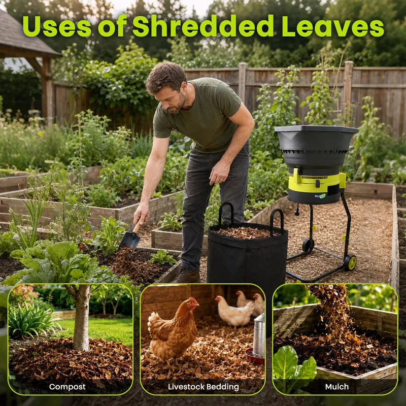 8000RPM Electric Leaf Mulcher Shredder with 50L Collection Bag