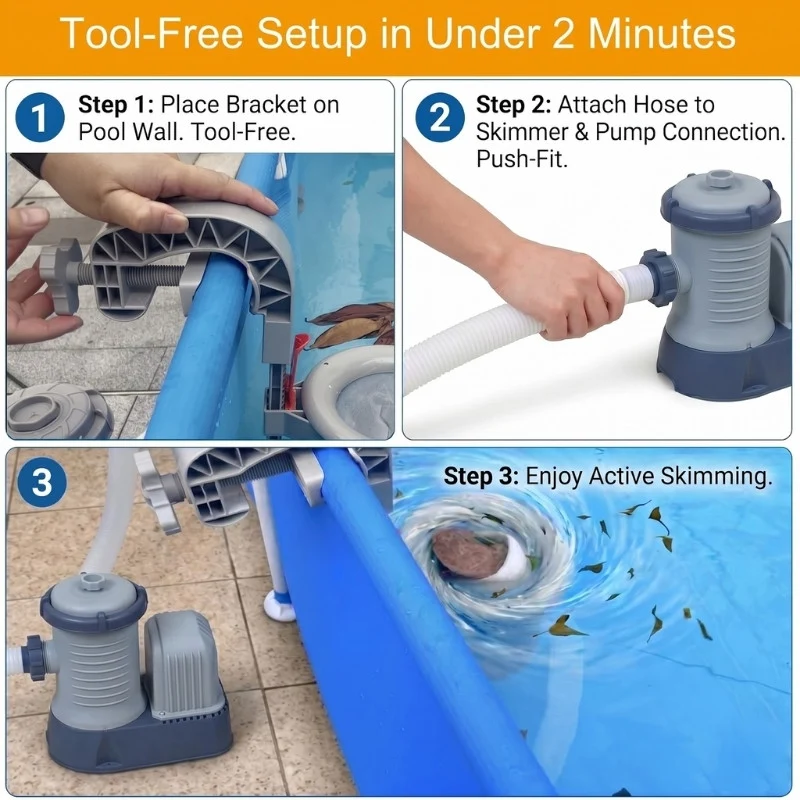 Automatic Above Ground Pool Skimmer, Adjustable Wall Mount