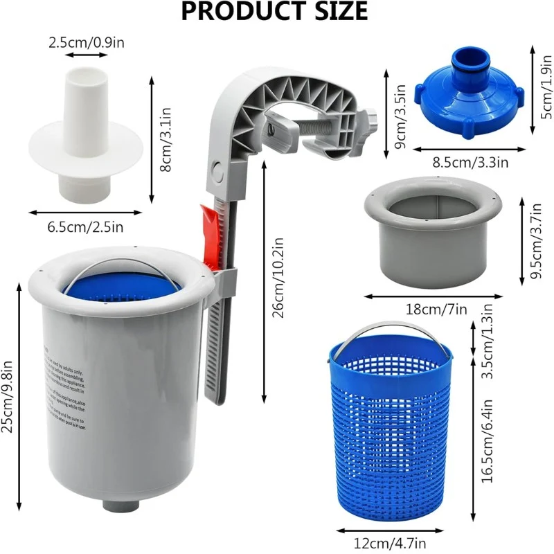 Automatic Above Ground Pool Skimmer, Adjustable Wall Mount