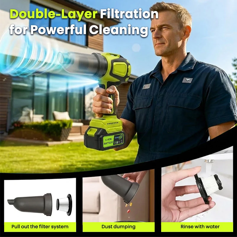 2-in-1 Cordless Leaf Blower Vacuum with 40,000 RPM Motor