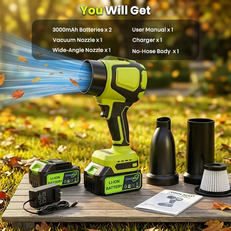 2-in-1 Cordless Leaf Blower Vacuum with 40,000 RPM Motor