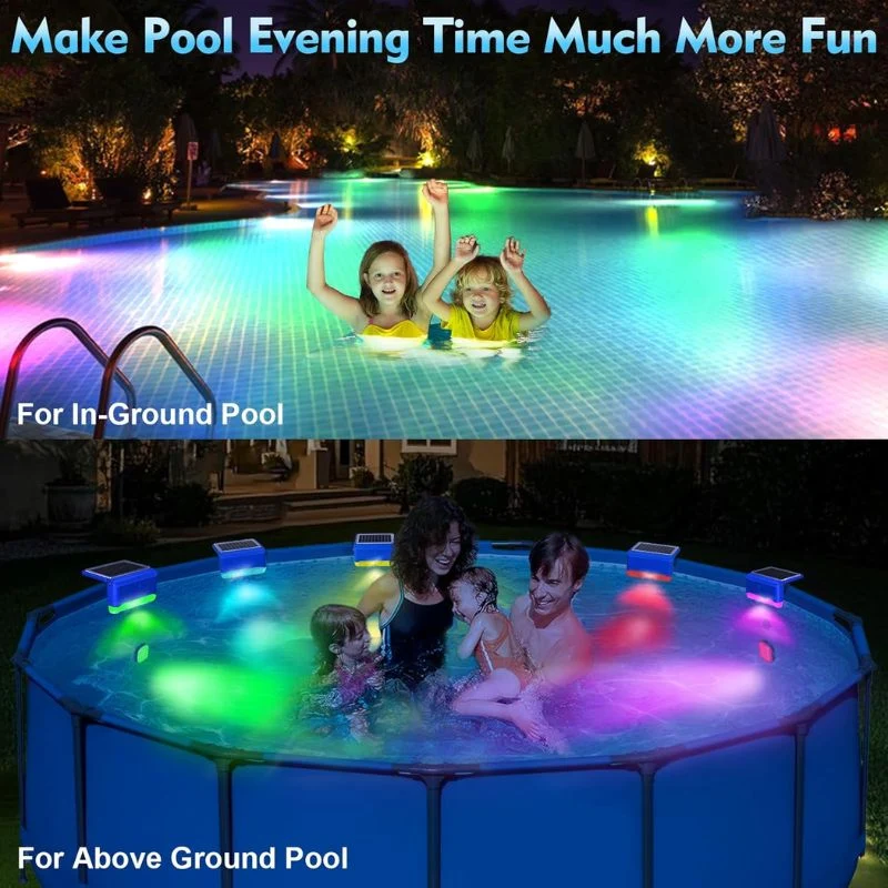 2-in-1 Solar Pool Lights with 16-Color Waterproof LEDs