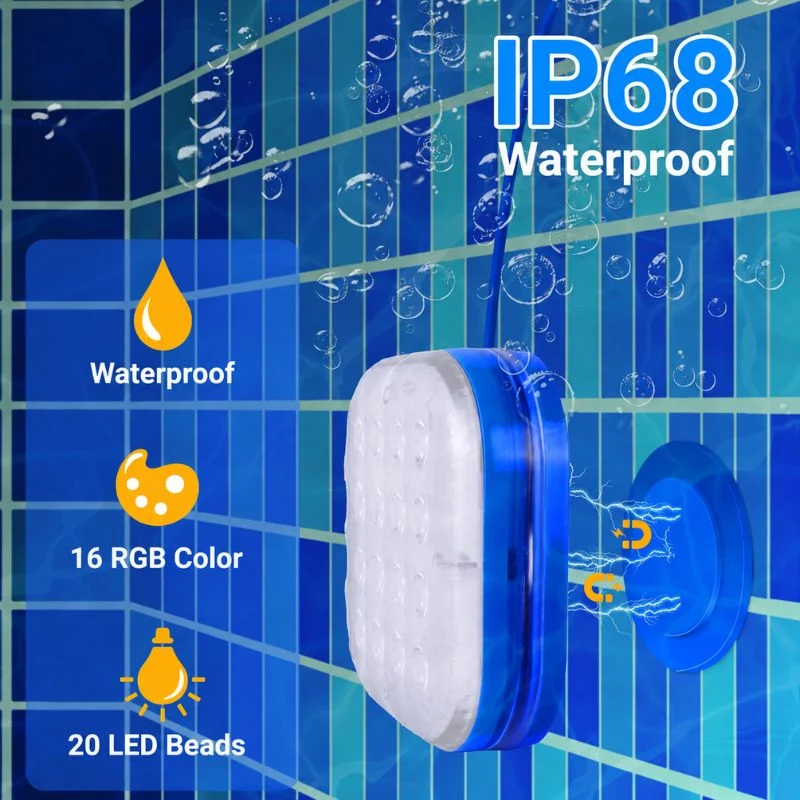2-in-1 Solar Pool Lights with 16-Color Waterproof LEDs