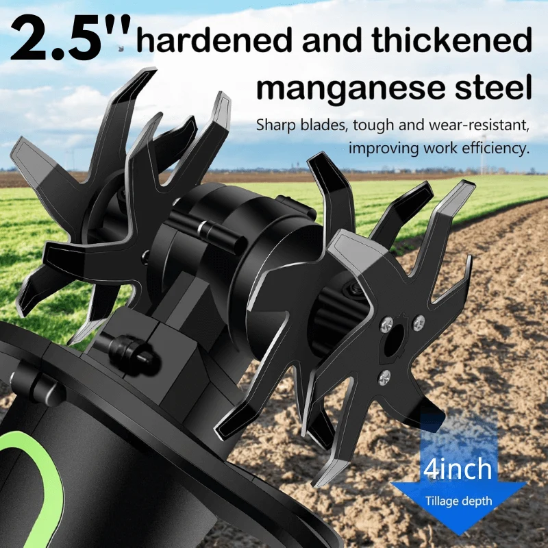 4PCS Tiller Replacement Blades for 2-IN-1 Cordless Tiller & Cultivator