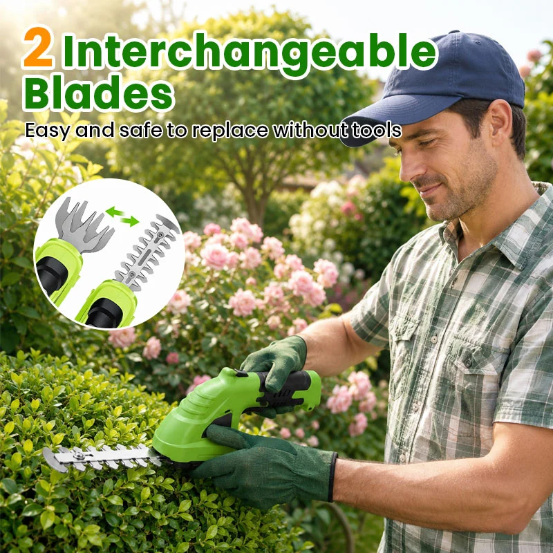 3-in-1 Cordless Hedge Trimmer & Grass Shear with Wheeled Extension Pole