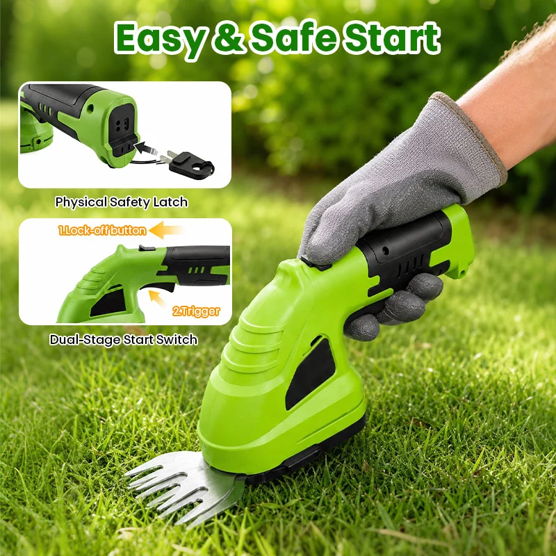 3-in-1 Cordless Hedge Trimmer & Grass Shear with Wheeled Extension Pole