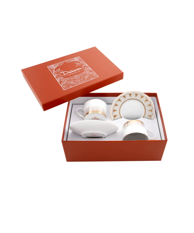Or d'Abeille Coffret de 2 tasses à thé avec soucoupe porcelaine