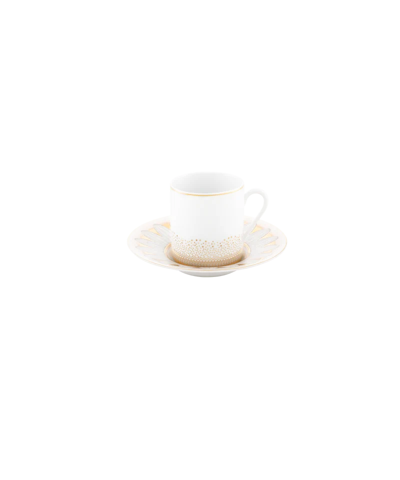 Or d'Abeille Coffret de 2 tasses à café avec soucoupe porcelaine