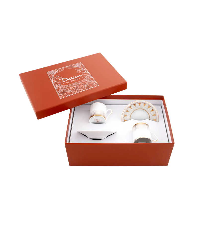 Or d'Abeille Coffret de 2 tasses à café avec soucoupe porcelaine
