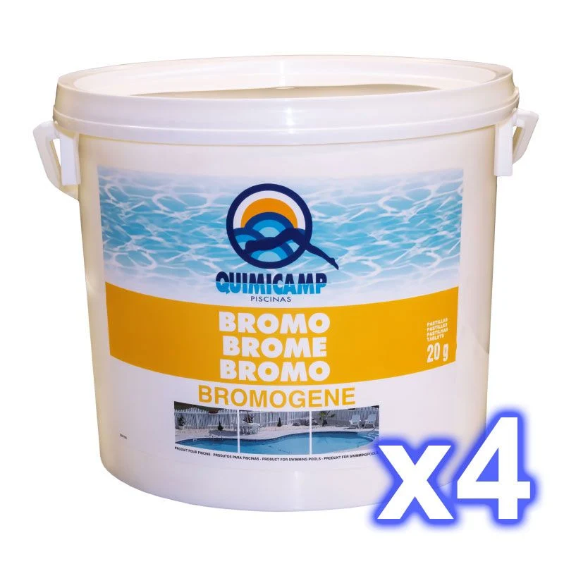 Pack 4 envases Bromo Pastillas 20 gr. Bromogen, 5 Kg. Quimicamp