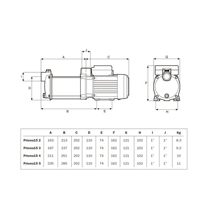 Bomba Prisma 15 4M 0,55 Kw - 0,75 cv