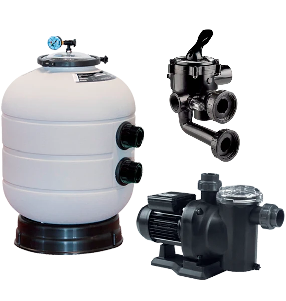 Filtro piscina Millenium Ø 480 + Válvula lateral tornillos Astralpool + SENA 3/4 CV