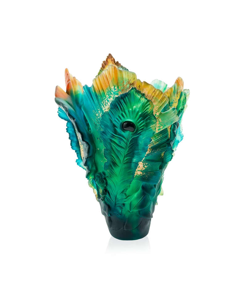 Fleur de Paon Vase grand modèle Doré à la feuille d'or 125ex