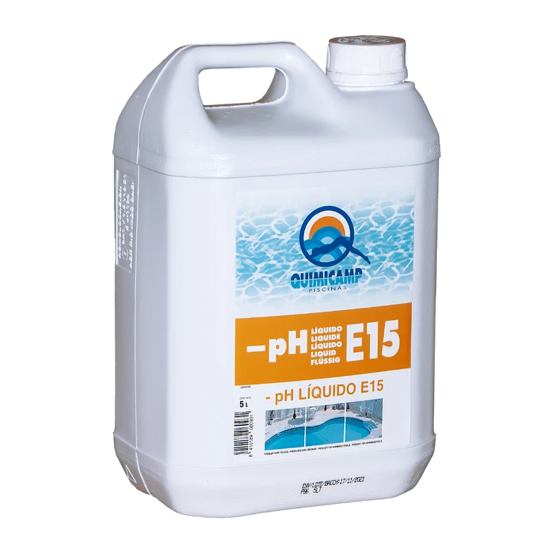 Reductor de pH, - pH líquido E15, 5 L. Quimicamp.