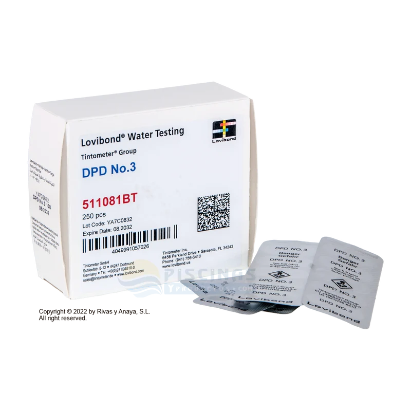 Caja Reactivo DPD 3 para fotómetro, 250 Uds. Lovibond.