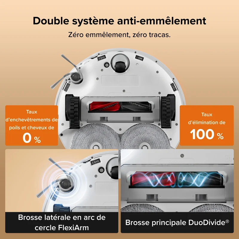 Roborock Qrevo Edge 2 - Puissance d’aspiration HyperForce de 25 000 Pa et double système anti-enchevêtrements