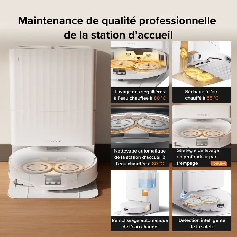 Roborock Qrevo Edge 2 - Puissance d’aspiration HyperForce de 25 000 Pa et double système anti-enchevêtrements