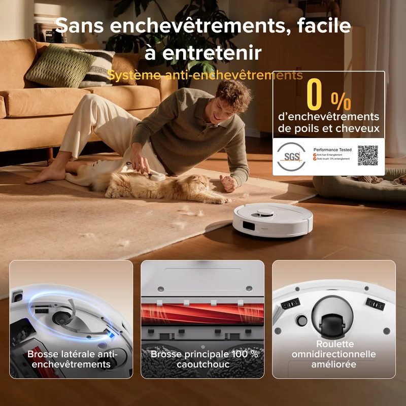 Roborock Qrevo S Pro Aspirateur robot- Aspiration de 18 500 Pa et station d’accueil multifonctionnelle