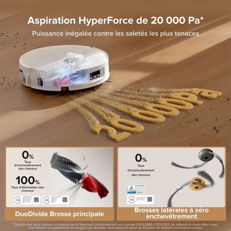 Roborock Qrevo Curv 2 Flow Aspirateur robot avec serpillière à rouleau et station d'accueil multifonctionnelle