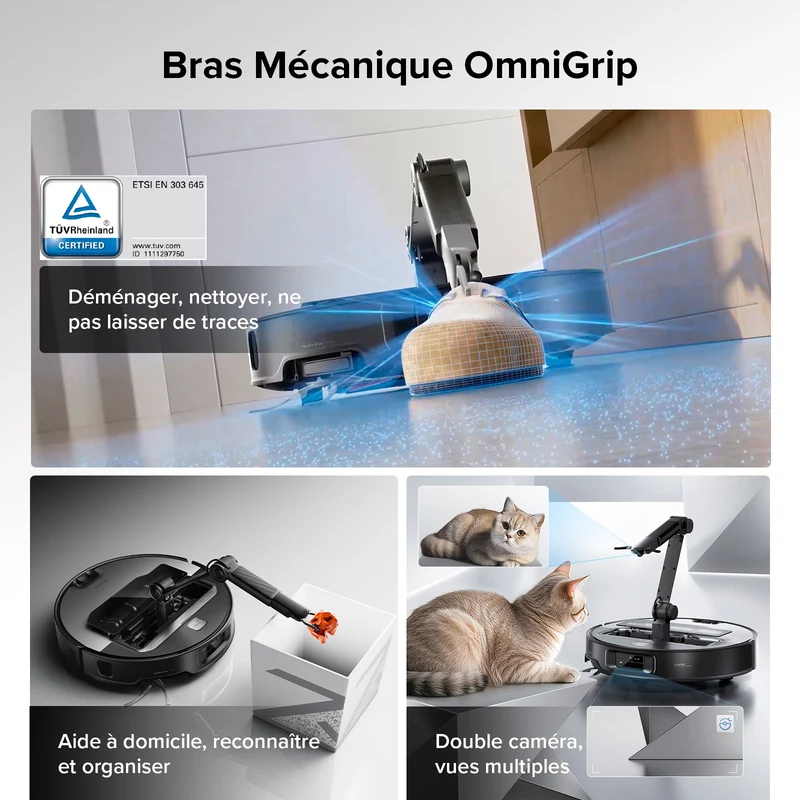 Roborock Saros Z70 robot aspirateur laveur avec bras mécanique OmniGrip™