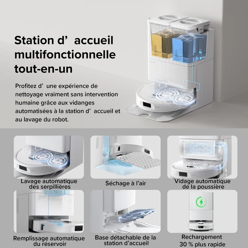 Roborock QV 35A Set ( Qrevo S amélioré ) robot aspirateur laveur avec station d’accueil multifonctionnelle