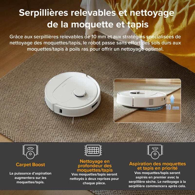 Roborock QV 35A Set ( Qrevo S amélioré ) robot aspirateur laveur avec station d’accueil multifonctionnelle