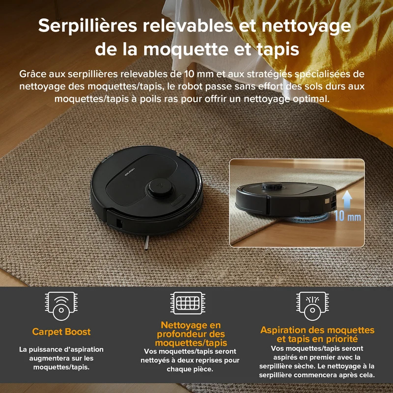 Roborock QV 35A Set ( Qrevo S amélioré ) robot aspirateur laveur avec station d’accueil multifonctionnelle