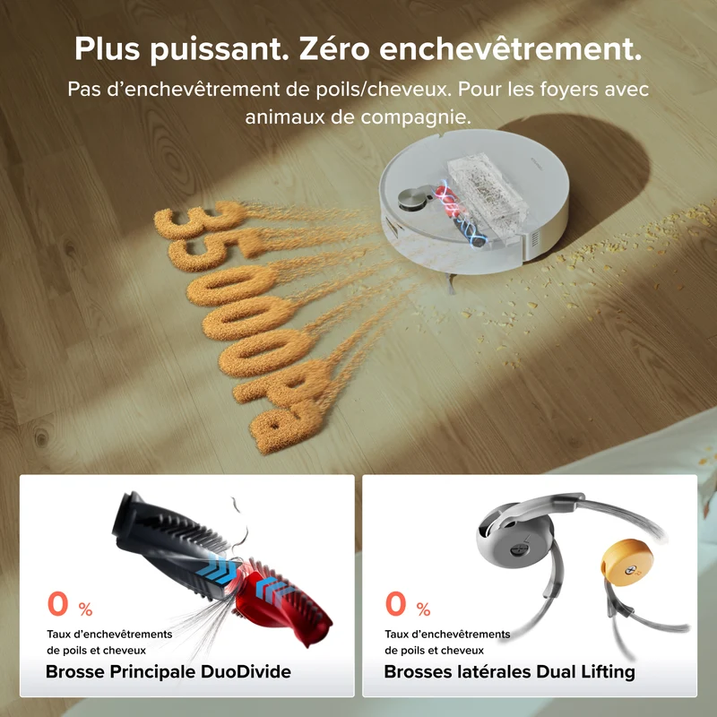 Aspirateur robot avec serpillière à rouleau Roborock Qrevo Edge 2 Flow, avec système autonettoyant pressurisé SpiraFlow 2.0