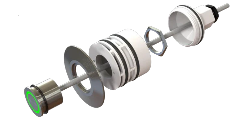 Bouton Poussoir Piezo RGB Inox 316L CCEI 22 mm – Commande Nage à Contre-Courant Piscine