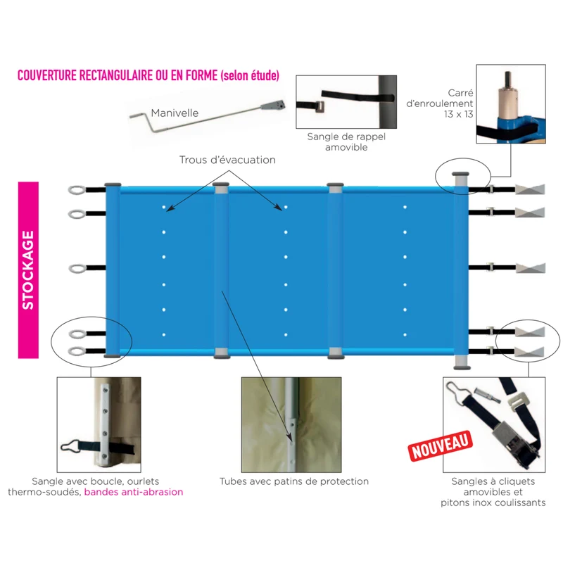 Bâche à barres Perfect Aqua Protect sur-mesure - APE